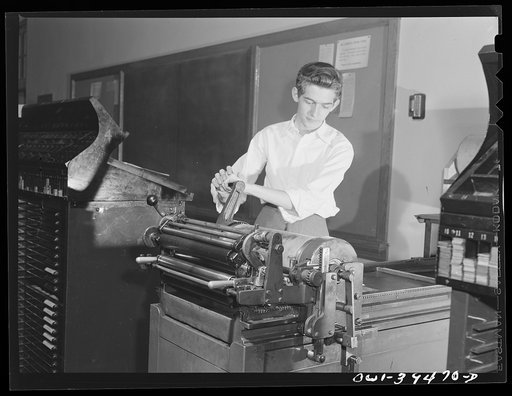 Washington, D.C. A printing class at Woodrow Wilson High School