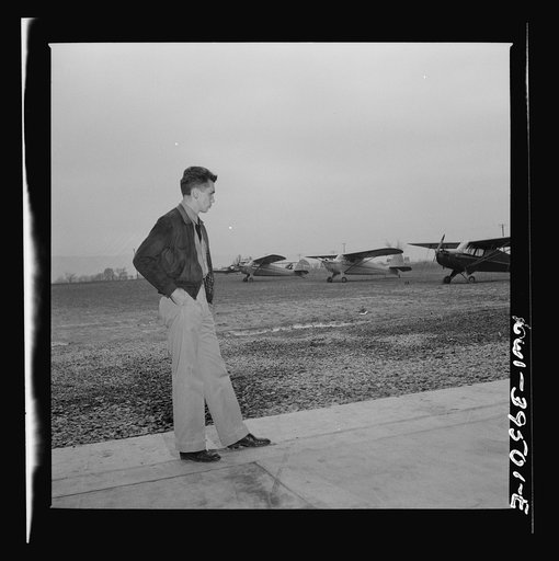 Frederick, Maryland. Walter Spangenberg, a student Woodrow Wilson High School, takes flying lessons at the Stevens Airport