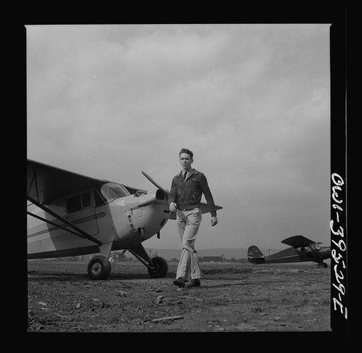 Frederick, Maryland. Walter Spangenberg, a student at Woodrow Wilson High School, takes flying lessons at the Stevens Airport