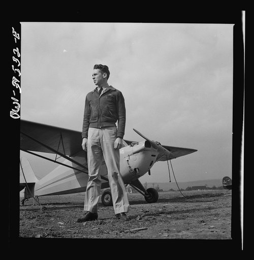 Frederick, Maryland. Walter Spangenberg, a student at Woodrow Wilson High School, at the Stevens Airport