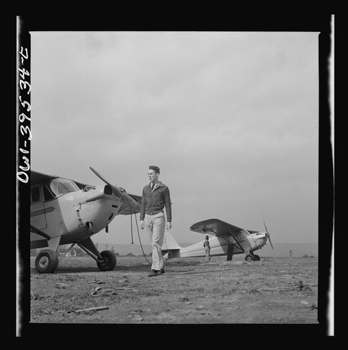 Frederick, Maryland. Walter Spangenberg, a student at Woodrow Wilson High School, at the Stevens Airport