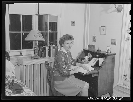 Washington, D.C. Sally Dessez, a student at Woodrow Wilson High School, in her room at home