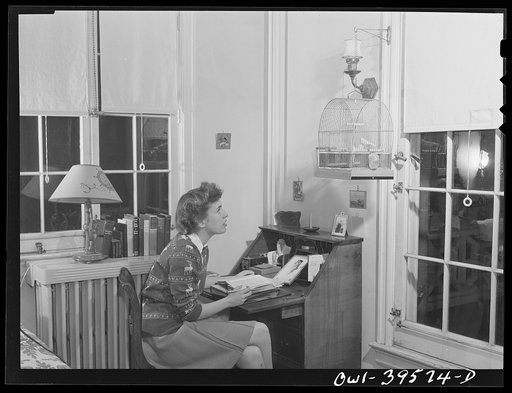 Washington, D.C. Sally Dessez, a student at Woodrow Wilson High School, and her canary, Mr. Cheeps
