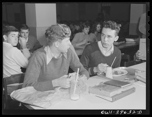 Washington, D.C. Walter Spangenberg eating lunch in the cafeteria at Woodrow Wilson High School