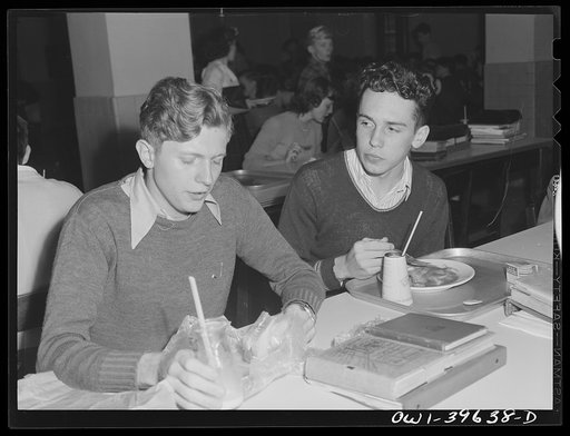 Washington, D.C. Walter Spangenberg eating lunch in the cafeteria at Woodrow Wilson High School