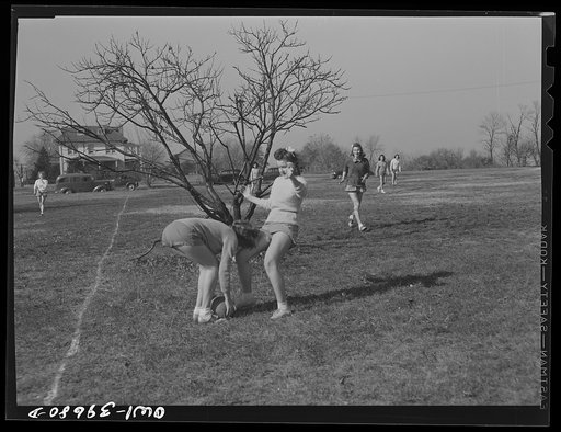 Washington, D.C. A speedball game in a physical education class at Woodrow Wilson High School