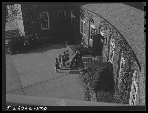 Washington, D.C. Students entering the building at Woodrow Wilson High School