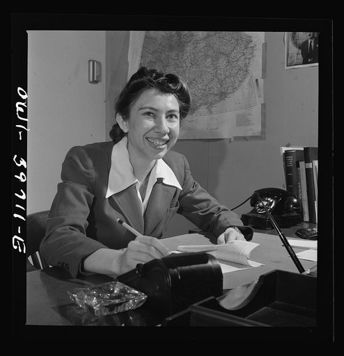Elaine Harris, Administrative Assistant to George E. Taylor, Assistant Deputy Director for Pacific Operations. Far East Section, Overseas Branch, Office of War Information