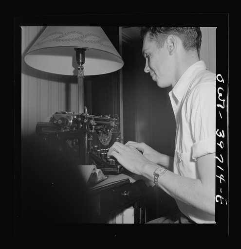 Washington, D.C. Walter Spangenberg, a student at Woodrow Wilson High School, typing an assignment