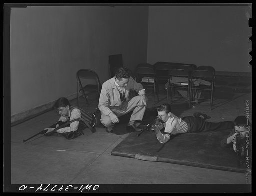 Washington, D.C. Walter Spangenberg giving some pointers to new members of the rifle club at Woodrow Wilson High School