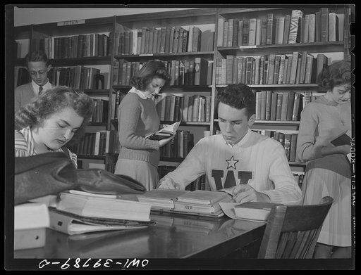 Washington, D.C. Walter Spangenberg studying in the library at Woodrow Wilson High School