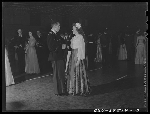 Untitled photo, possibly related to: Washington, D.C. Walter Spangenberg and his date at the regimental ball at Woodrow Wilson High School