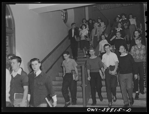 Washington, D.C. Passing to class at Woodrow Wilson High School