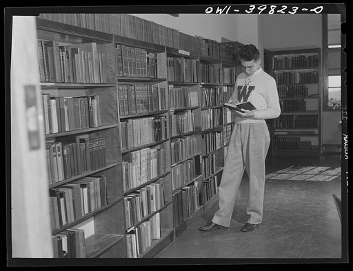 Washington, D.C. Walter Spangenberg in the library at Woodrow Wilson High School