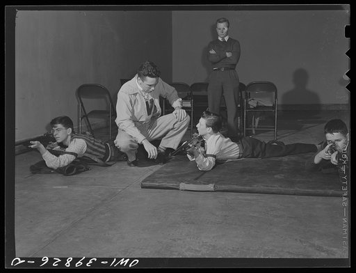 Washington, D.C. Walter Spangenberg giving some pointers to new members of the rifle club at Woodrow Wilson High School