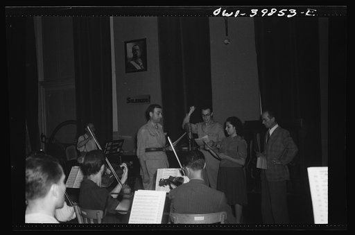 Palermo, Sicily. Orchestra broadcasting a program for the local people