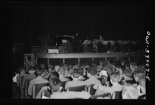 Palermo, Sicily. Soldiers listening to concert given for them by Palermo symphony orchestra and local vocal artists