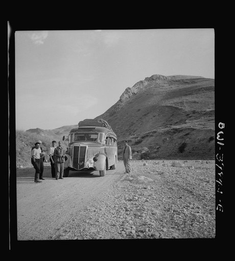 Bus stopped on a Sicilian highway