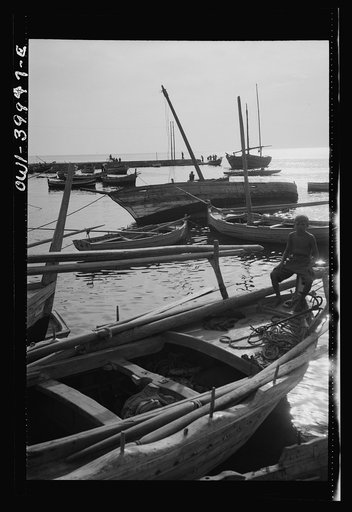 Palermo (vicinity), Sicily. Fishing boats in the harbor