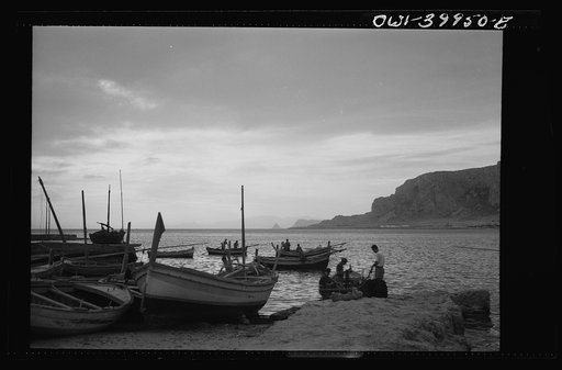 Palermo (vicinity), Sicily. Fishing boats in harbor preparing for run