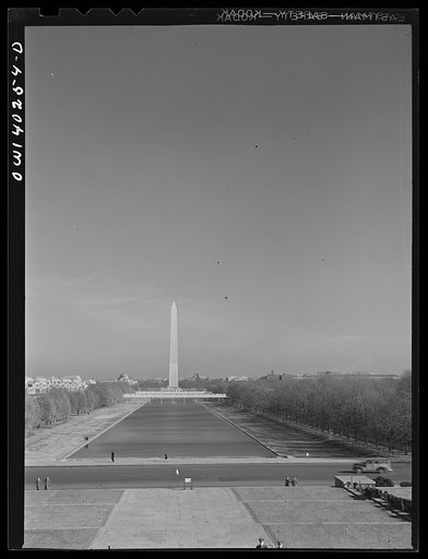 Untitled photo, possibly related to: Washington, D.C. The Mall, looking east from the steps of the Lincoln Memorial