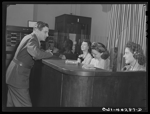 Washington, D.C. In the telephone room at the United Nations service center