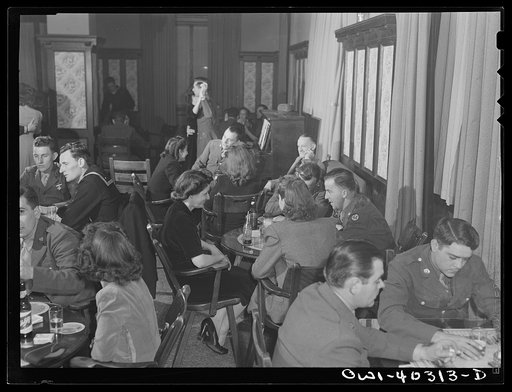 Washington, D.C. In the canteen for enlisted men at the United Nations service center on a Saturday night