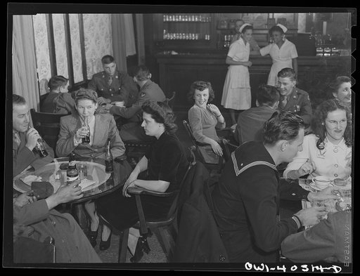 Washington, D.C. In the canteen for enlisted men at the United Nations service center on a Saturday night