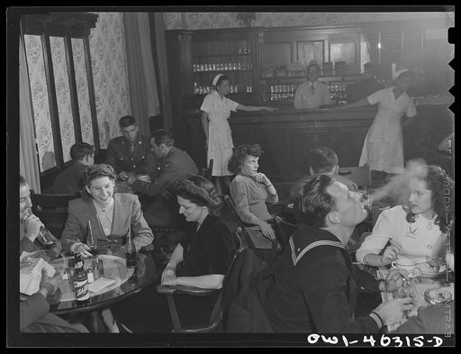Washington, D.C. In the canteen for enlisted men at the United Nations service center on a Saturday night