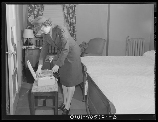 Washington, D.C. A girl Marine in her room at the United Nations service center