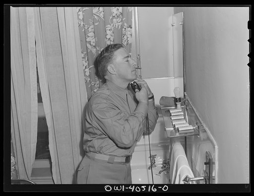 Washington, D.C. The officers' dressing room at the United Nations service center where officers may shave and clean up without engaging a hotel room