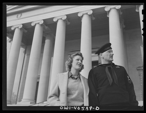 Washington, D.C. Hugh and Lynn Massman sightseeing on their first day in Washington. Their baby is being taken care of in the nursery at the United Nations service center