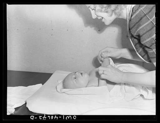 Washington, D.C. Lynn Massman, wife of a second class petty officer studying in Washington, D.C. giving eight weeks old Joey his daily bath