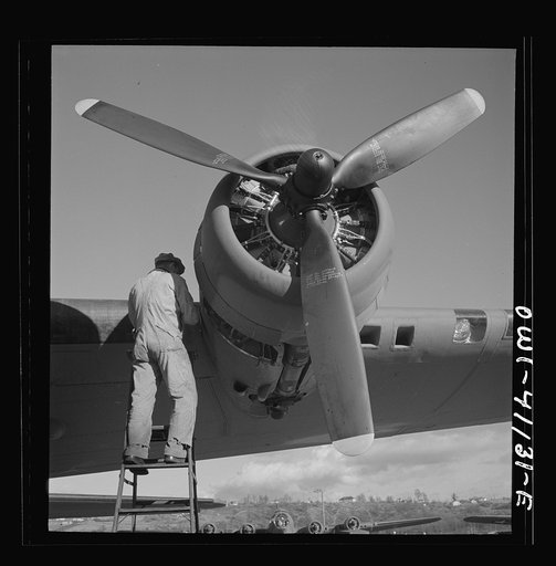 Untitled photo, possibly related to: Boeing aircraft plant, Seattle, Washington. Production of B-17F (Flying Fortress) bomber