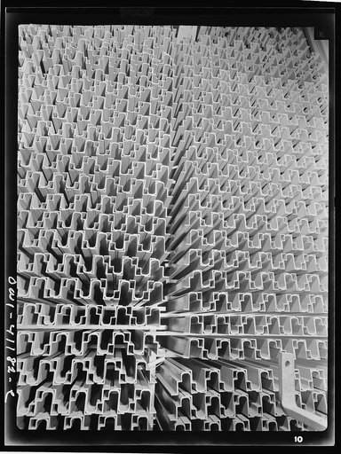 Untitled photo, possibly related to: Boeing aircraft plant, Seattle, Washington. Production of B-17 (Flying Fortress) bombing planes. Material for the construction of B-17 (Flying Fortress) bombers