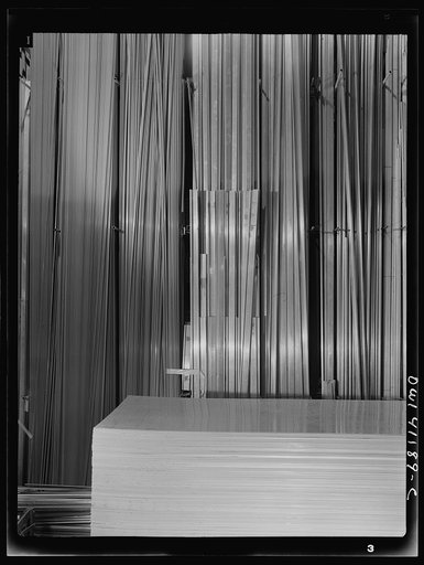 Untitled photo, possibly related to: Boeing aircraft plant, Seattle, Washington. Production of B-17 (Flying Fortress) bombing planes. Material for the construction of B-17 (Flying Fortress) bombers