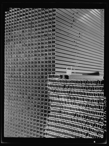 Untitled photo, possibly related to: Boeing aircraft plant, Seattle, Washington. Production of B-17 (Flying Fortress) bombing planes. Material for the construction of B-17 (Flying Fortress) bombers