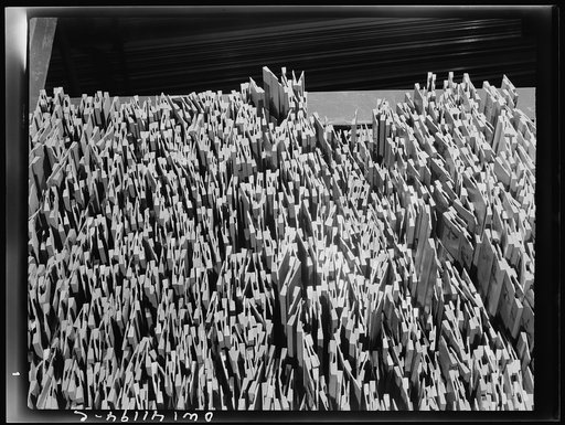 Untitled photo, possibly related to: Boeing aircraft plant, Seattle, Washington. Production of B-17 (Flying Fortress) bombing planes. Material for the construction of B-17 (Flying Fortress) bombers