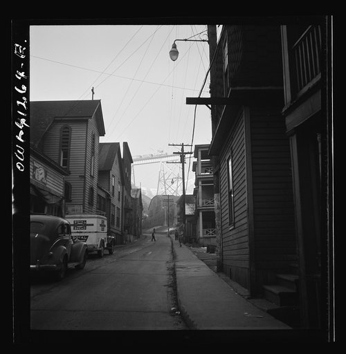 The one street of the town of Bingham Canyon where the Utah Copper Company workers live