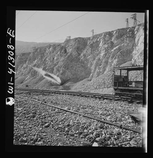 Bingham Canyon, Utah. Blasting at an open-pit mine of the Utah Copper Company
