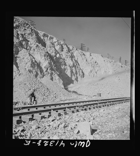 Bingham Canyon, Utah. Blasting at an open-pit mine of the Utah Copper Company