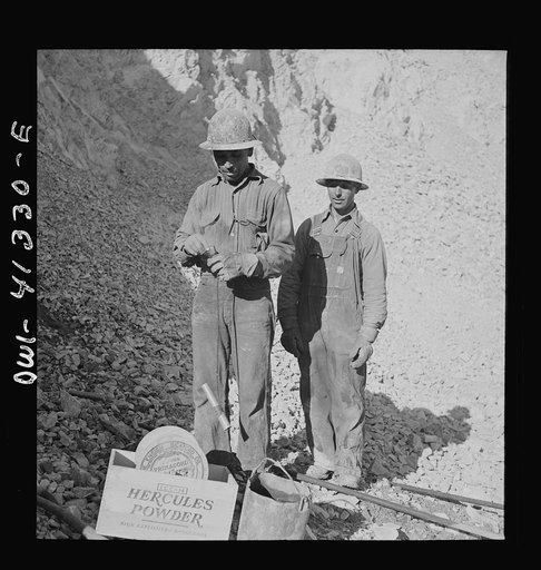 Untitled photo, possibly related to: Bingham Canyon, Utah. Getting ready to blast ore at the Utah Copper Company mine