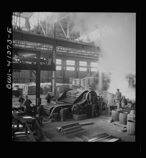 Phelps Dodge refining company, El Paso Texas. Interior of the plant showing stacks of wire bars
