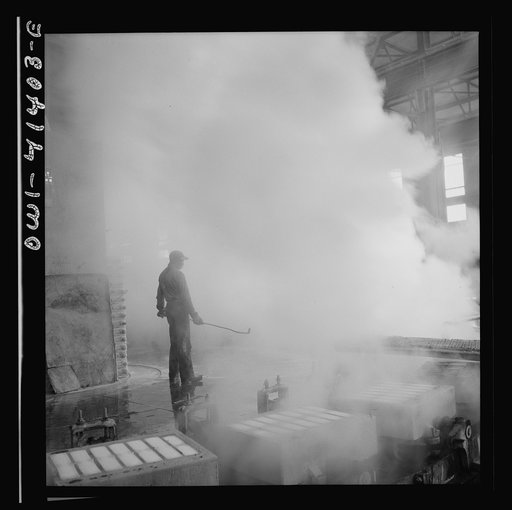 Phelps Dodge refining company, El Paso, Texas. Casting copper ingots