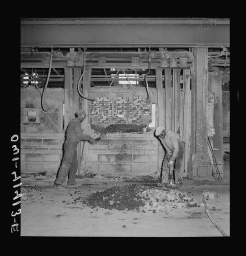 Phelps Dodge refining company, El Paso, Texas. Firing the furnace in the copper plant