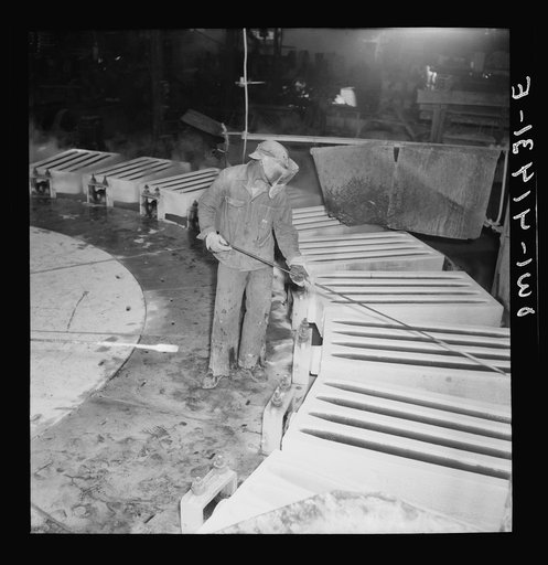 Casting ingots from copper at a Phelps Dodge refining company plant