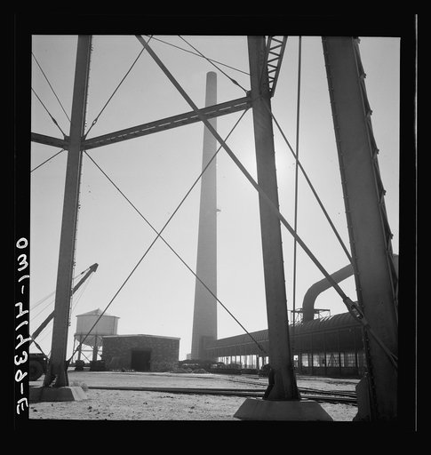 Untitled photo, possibly related to: Phelps Dodge refining company, El Paso, Texas. Copper is recovered from smoke that pours into these pipes from the furnaces of the refining plant
