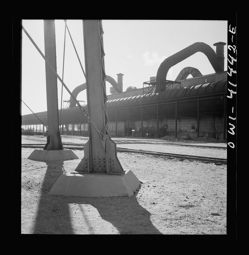 Untitled photo, possibly related to: Phelps Dodge refining company, El Paso, Texas. Copper is recovered from smoke that pours into these pipes from the furnaces of the refining plant