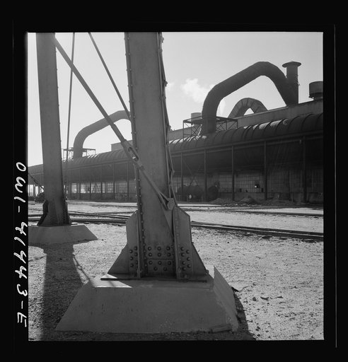 Untitled photo, possibly related to: Phelps Dodge refining company, El Paso, Texas. Copper is recovered from smoke that pours into these pipes from the furnaces of the refining plant