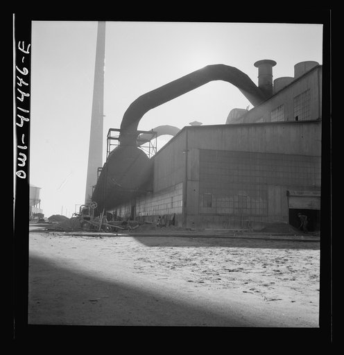Untitled photo, possibly related to: Phelps Dodge refining company, El Paso Texas. Copper is recovered from smoke that pours into these pipes from the furnaces of the refining plant